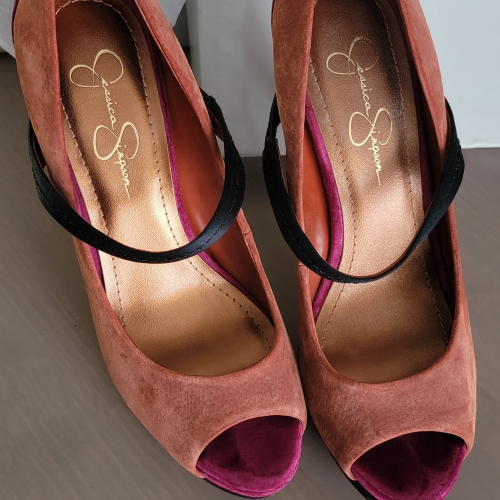Jessica Simpson Ely Platform Heels 8.5 Burnt Sienna/Maya Nubuck